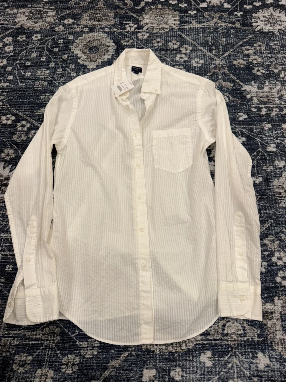 J. Crew White Subtle-Stripe Button-Down Shirt
